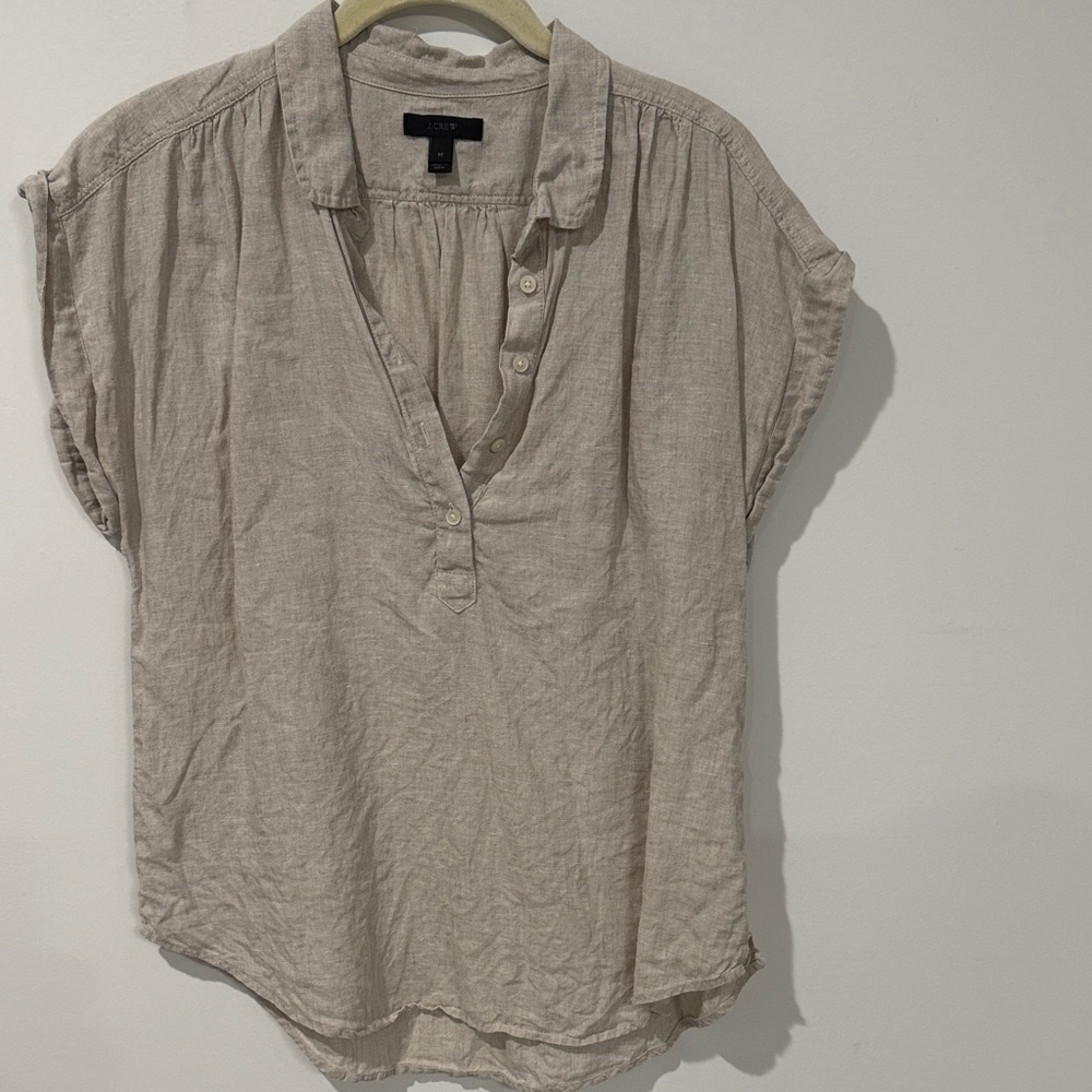 J. Crew Light Brown Linen Blouse
